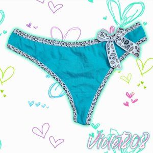 [M] Light Blue/Turquoise Leopard Print G-String Thong